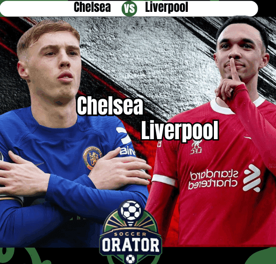 Cole Palmer and Alexander Arnold posing for the Chelsea vs Liverpool matche