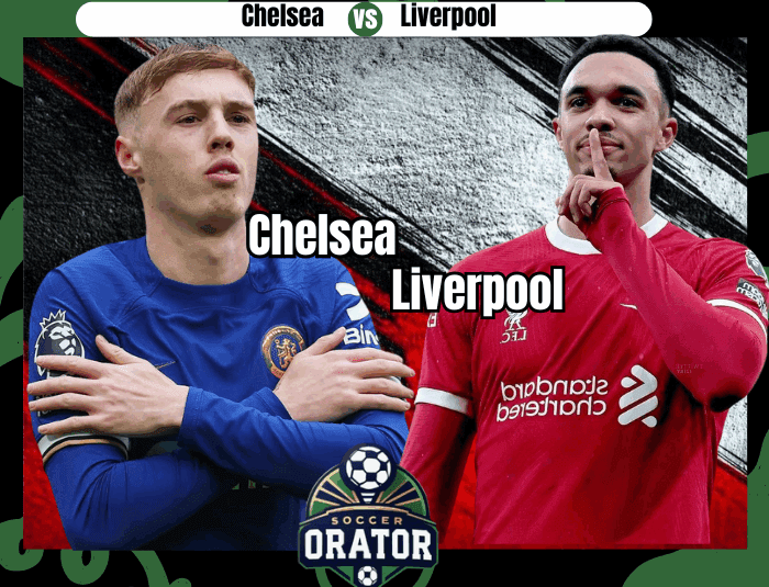 Cole Palmer and Alexander Arnold posing for the Chelsea vs Liverpool matche