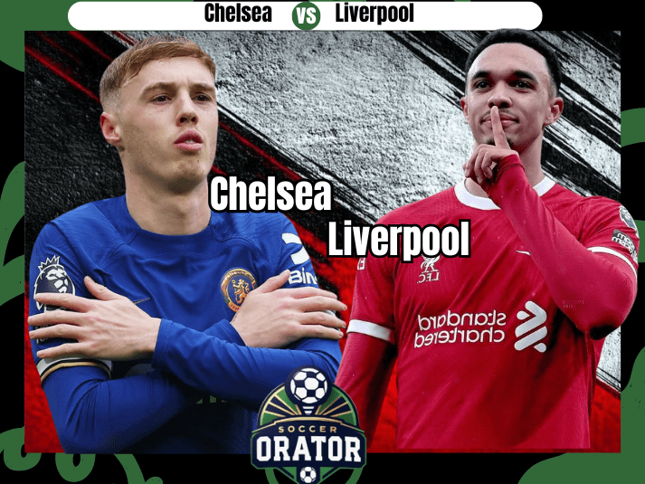 Cole Palmer and Alexander Arnold posing for the Chelsea vs Liverpool matche