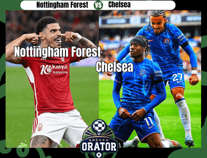 Morgan Gibbs-White and Noni Madueke pose for the Nottingham-Forest-vs-Chelsea match