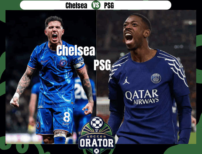 Enzo Fenandez and Ousmane Dembele pose for their 2025FIFA Club World cup final