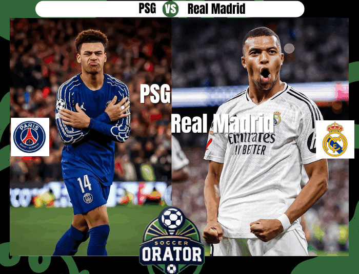 Desire Doue and Kylian Mbappe posing for their FIFA Club World Cup semifinal PSG vs Real Mardid prediction