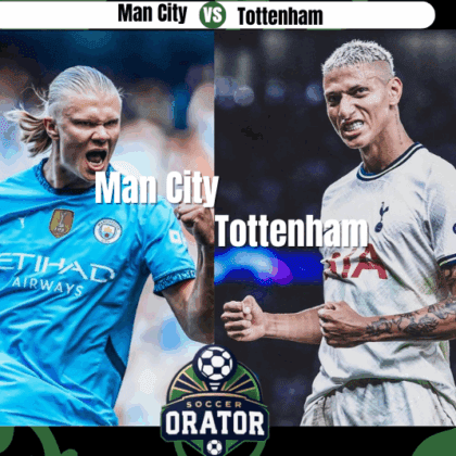 Erling Harland and Richarlison posing for the Man City vs Tottenham match