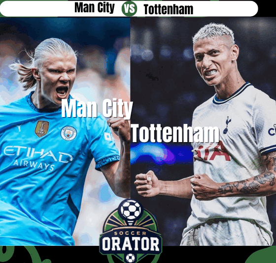 Erling Harland and Richarlison posing for the Man City vs Tottenham match