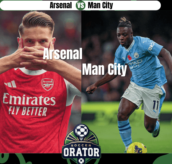 Gykores and Doku pose for Arsenal vs Man City