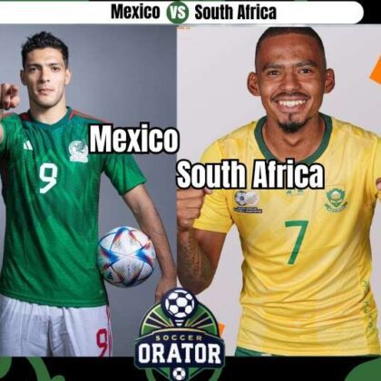 Raul Jimenez of Mexico and Appolis of South Africa. 2026 World Cup opener