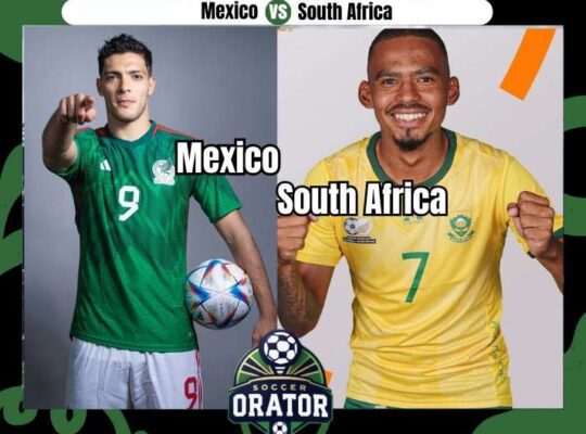 Raul Jimenez of Mexico and Appolis of South Africa. 2026 World Cup opener